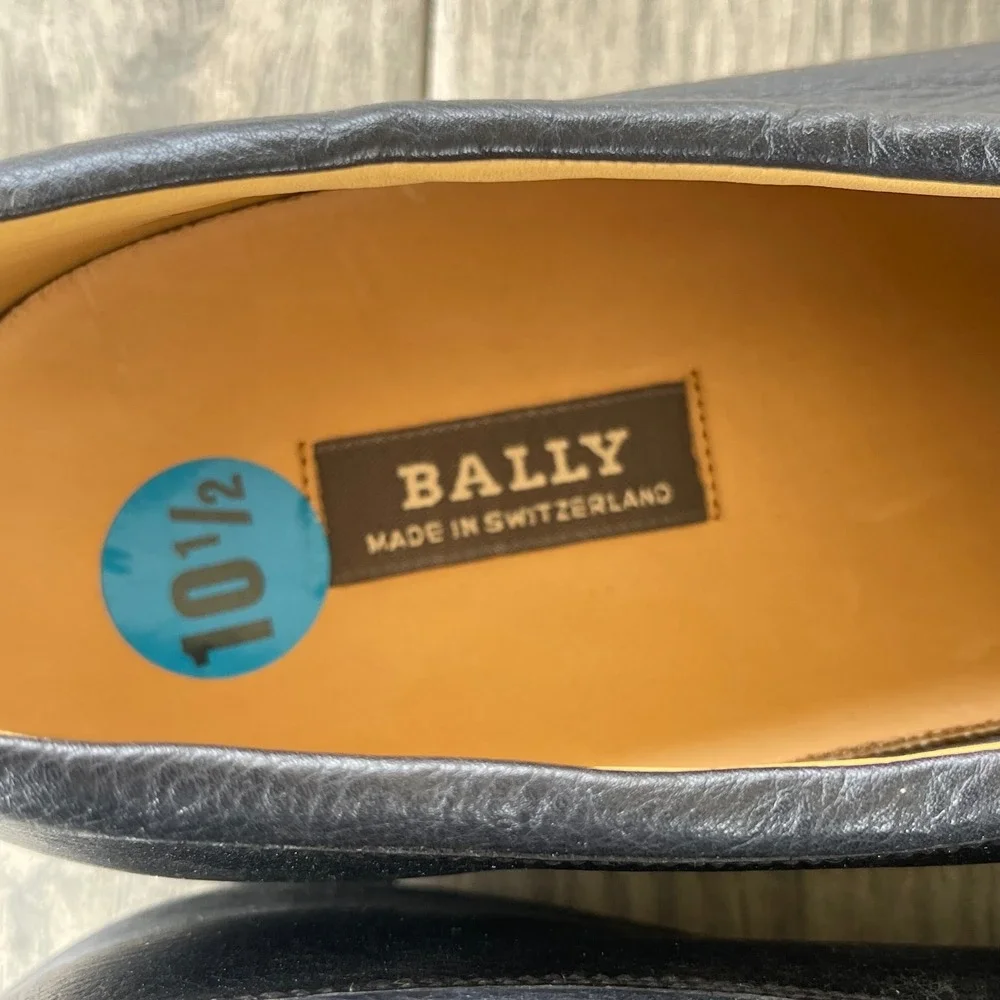 Bally Saveto Mens 10.5 EEE Wide Black Pebbled Leather‎ Derby Sneakers Swiss Made